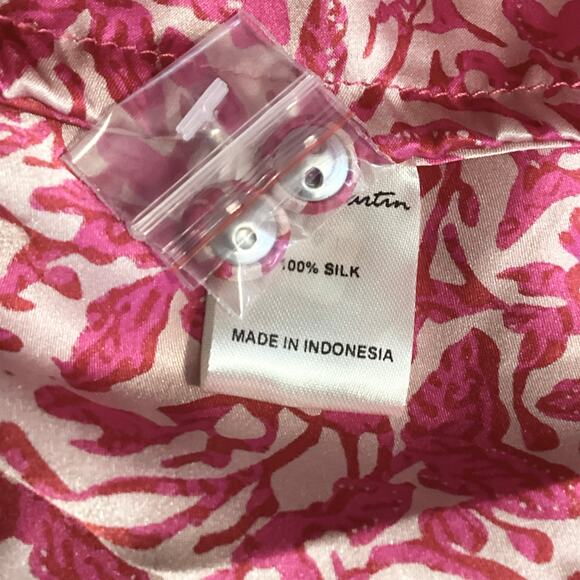 Natalie Martin 100% Silk Short Fiore Swing Dress Gloriosa Hot Pink Floral XL NWT - Picture 7 of 8